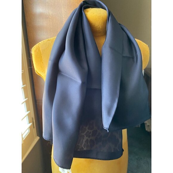 Tory Burch Reva Leopard Double Sided Silk Square Scarf Tory Navy Blue Reversible - Picture 3 of 11